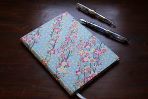 Chiyogami A5 Tomoe River Notebook - Blue and Pink Flowers