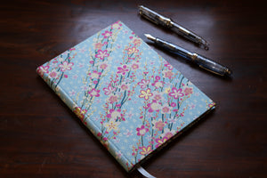 Chiyogami A6 Tomoe River Notebook - Blue and Pink Flowers