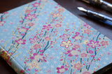 Chiyogami A5 Tomoe River Notebook - Blue and Pink Flowers