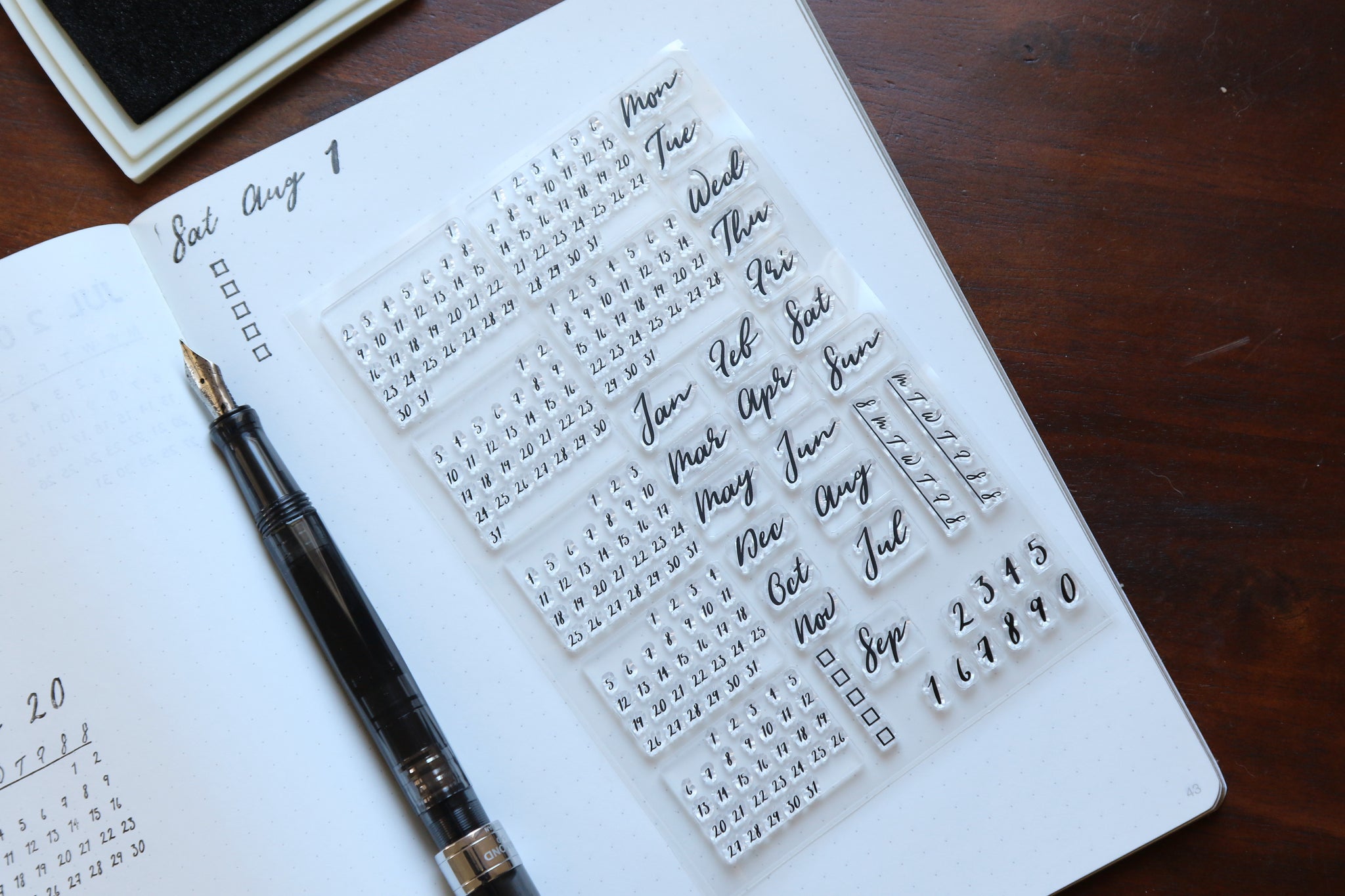 Calendar Stamp Kit – Brush Font – PEBBLE STATIONERY CO.