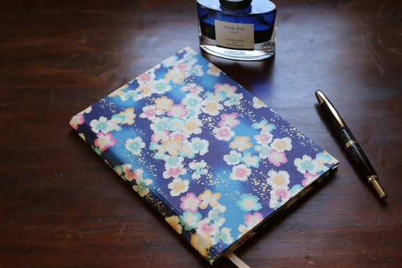 Chiyogami A6 Tomoe River Notebook - Blue Flowers