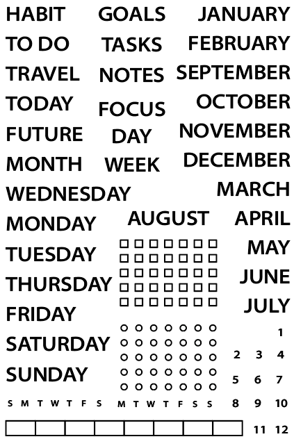 Calendar Stamp Kit – Brush Font – PEBBLE STATIONERY CO.